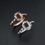 1Pcs 5x7MM Oval Bezel Marquise Accents Rose Gold Plated Solid 925 Sterling Silver Adjustable Prong Ring Settings Blank for Gemstone 1224033