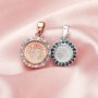 Keepsake Breast Milk Resin Round Pendant Bezel Settings,Solid Back 925 Sterling Silver Rose Gold Plated Pendant,Pave CZ Stone Charm,DIY Pendant Supplies 1431251