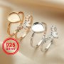 8x10MM Keepsake Breast Milk Resin Pear Ring Settings Stackable Solid 925 Sterling Silver Rose Gold Plated Stacker DIY Ring Set 1294398