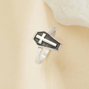 Heavy Coffin Cross Stainless Steel Ring,Stainless Steel Baptism Ring,Coffin Cross Religious Ring,Men's Ring,DIY Ring Supplies 1295011