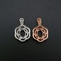 1Pcs 7x9MM Oval Prong Pendant Settings Flower Pave Rose Gold Plated Solid 925 Sterling Silver Charm Bezel Tray DIY Supplies for Gemstone 1421135