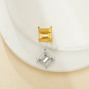 8MM Square Prongs Bezel Pendant Settings,Yellow Gold Plated Stainless Steel Pendant Charm,Minimalist Square Pendant,Simple Pendant Blank 1431453