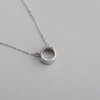 1Pcs 6.5-8MM Solid 925 Sterling Silver Simple Round Gemstone Prong Bezel Settings DIY Pendant Necklace 16''+2'' 1411239