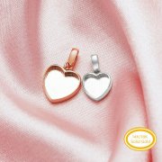Keepsake Breast Milk Resin Heart Pendant Bezel Settings,Solid Back Solid 14K 18K Gold Pendant,Simple Charm,DIY Memory Jewelry Supplies 1431254