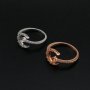 3MM Round Prong Ring Settings Moon Star Rose Gold Plated Solid 925 Sterling Silver Adjustable DIY Ring Bezel 1210106