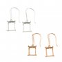 1Pair 8x10MM Rectangle Hook Earrings Settings Rose Gold Plated Solid 925 Sterling Silver Bezel DIY Supplies for Gemstone Jewelry 1706059