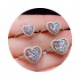 1Pcs 5-9MM Round Simple Gemstone Cz Stone Prong Bezel Solid 925 Sterling Silver Adjustable Ring Settings Heart Shape 1214032
