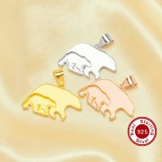 Keepsake Breast Milk Resin Mama Bear Solid Back Pendant Bezel Settings,Solid 925 Sterling Silver Rose Gold Plated Pendant 1431259