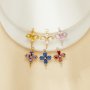 Two Loops Lucky Four Leaf Clover CZ Birthstone Stainless Steel Charm,Color Stone Leaf Clover Pendant Charm,Minimalist Gold Plated Pendant Charm 1431461