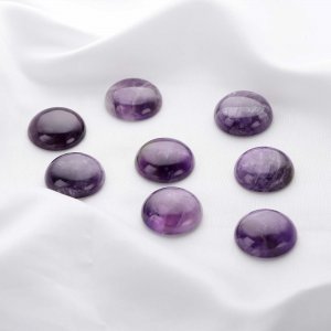 5Pcs 20MM Round Dog Teeth Amethyst Cabochon,February Birthstone,Purple Semi Precious Gemstone DIY Jewelry Supplies 4110184