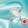 6x11MM Keepsake Breast Milk Resin Oval Ring Bezel Settings,Solid 925 Sterling Silver Ring,CZ Stone Art Deco Solid Back Ring,DIY Ring Supplies 1222154-1