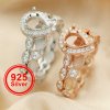 6x8MM Keepsake Breast Milk Resin Pear Prong Ring Settings Stackable Birthstone Solid 925 Sterling Silver Rose Gold Plated Stacker Ring Bezel Set For Gemstone 1294415
