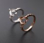 6-9MM heart shape bezel rose gold silver Gemstone CZ stone prong bezel solid 925 sterling silver adjustable ring settings 1294139