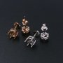 1Pair 5-8MM Round 6 Prong Rose Gold Plated Solid 925 Sterling Silver Studs Earrings Settings DIY Jewelry Supplies 1706040