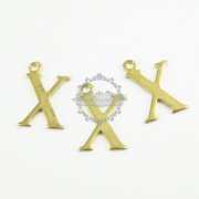 10pcs 15x10mm vintage kawaii metal alphabet letter X raw brass pendant charm packs assortment 1800084
