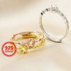 3MM Round Prong Ring Settings Solid 925 Sterling Silver Rose Gold Plated DIY Set Size Adjustable Ring Bezel for Gemstone 1210095