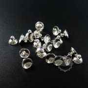 50pcs 8mm silver plated brass glass dome cover cap DIY bail supplies findings 1532014