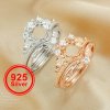 6MM Round Prong Ring Settings,Tree Branch Leaf Art Deco Stackable Ring Set,Solid 925 Sterling Silver Rose Gold Plated Ring,Vintage Style Stacker Ring Band 1294549