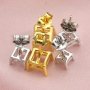 4-8MM Princess Cut Square Prongs Studs Earrings Settings Solid 14K/18K Gold for Gemstone DIY Supplies 1706023-1