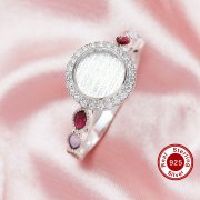 8MM Keepsake Breast Milk Resin Round Ring Settings,Solid Back 925 Sterling Silver Rose Gold Plated Birthstone Ring,Pave CZ Stone Ring,DIY Ring Supplies 1212096