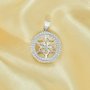 12MM Round Pin Pendant Settings for Half Drilled Pearl Bead,Solid 925 Sterling Silver Pendant Charm,Dainty Pave CZ Stone Round Pendant Charm,DIY Pendant Blank Supplies 1411454