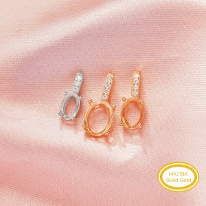 Oval Prong Pendant Settings,Solid 14K 18K Gold Pendant,Moissanite Art Deco Pendant,Minimalist Oval Pendant,DIY Pendant Supplies For Gemstone 1421266