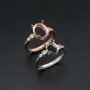 1Pcs Oval Prong Ring Settings Blank Adjustable Simple Rose Gold Plated Solid 925 Sterling Silver DIY Bezel for Gemstone 1224044