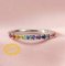 2MM Dainty September Birthstone Eternity Ring Rainbow Sapphire Wedding Engagement Full Band Stackable Ring Solid 14K Gold Ring 1294294