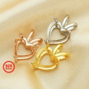 8MM Heart Prong Pendant Settings,Solid 925 Sterling Silver Rose Gold Plated Charm,Simple Charm,DIY Pendant Bezel For Gemstone 1431206