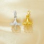 Keepsake Breast Milk Ball Flower Pin Pendant Settings for 11-16MM Half Drilled Pearl Bead,Solid 925 Sterling Silver Gold Plated Pendant Charm,DIY Pendant Supplies 1431496