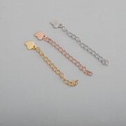 1Pcs 2 Inches Silver Rose Gold Solid 925 Sterling Silver Necklace Extension Chain Supplies 1316001