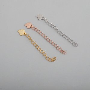 1Pcs 2 Inches Silver Rose Gold Solid 925 Sterling Silver Necklace Extension Chain Supplies 1316001