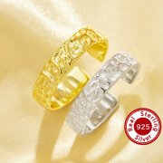 Vintage Styles Textured Ring,Solid 925 Sterling Silver Gold Plated Ring,Men's Ring,Adjustable Ring 6290629