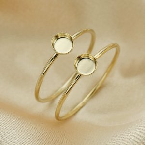 4MM Round Breast Milk Keepsake Resin Cup Ring Settings,14K Gold Filled Ring Bezel,Solid Back DIY Ring 1215038