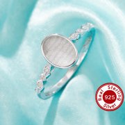 Keepsake Breast Milk Resin Oval Bezel Ring Settings,Solid 925 Sterling Silver Ring,Art Deco Ring,DIY Ring Supplies 1222125-1