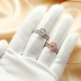 6x8MM Halo Pear Prong Ring Settings,Stackable Solid 925 Sterling Silver Ring,Rose Gold Plated Square Art Deco Stacker Ring Band,DIY Ring Set Supplies 1294438