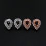 6x8MM Double Halo Pear Prong Studs Earrings Settings Solid 925 Sterling Silver Rose Gold Plated Earrings Bezel DIY Supplies 1706075