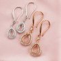 14K Solid Gold Halo Pear Prongs Hook Earrings Settings for Faceted Gemstone DIY Supplies Findings 1706039-1