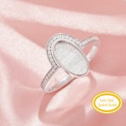6x11MM Keepsake Breast Milk Resin Oval Ring Bezel Settings, Solid 14K 18K Gold Ring,Moissanite Art Deco Solid Back Ring,DIY Ring Supplies 1222154