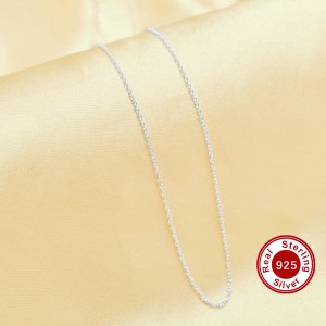 1Pcs No plated Original Silver Color Simple Cable Oval Chain Necklace with Extension Chain,Solid 925 Sterling Solid Silver DIY Necklace Chain Supplies 18\'\'+2\'\' 1322064