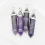 5Pcs 10x40mm Nature Amethyst Pillar Pendant Charm Stone Silver Plated Brass Bail DIY Jewelry Supplies 1800526