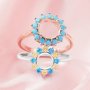 Solid 925 Silver Keepsake Color Birthstones Halo Round Prongs Ring Settings,DIY Rings for Breast Milk Stone 1215077