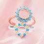 Solid 14K Gold Keepsake Color Birthstones Halo Round Prongs Ring Settings,DIY Rings for Breast Milk Stone 1215077