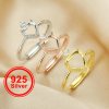 6-8MM Heart Prong Ring Settings,Art Deco Solid 925 Sterling Silver Rose Gold Plated Ring,DIY Wedding Ring Blank Supplies 1294544