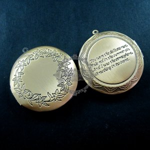 5pcs Pendant DIY Brass Bronze Copper European Antique Style Round Flower Prayer Box Photo Locket Jewelry