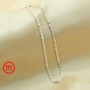 1.5MM Thick Sparkle Twisted Rock Chain Bracelet,Plain Solid 925 Sterling Silver Bracelet Chain 6'' with 1.2'' Extension Chain 1900293