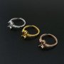1Pcs 6x8MM Oval Prong Ring Settings Adjustable Vinatge Style Gold Plated Solid 925 Sterling Silver Bezel Tray for Gemstone 1224049