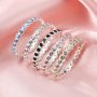 2MM Dainty Color Nature Birthstone Eternity Ring Wedding Engagement Full Band Stackable Ring Diamond Emerald Moonstone Solid 14K Gold 12994288