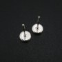 Round Bezel Studs Earrings Settings Solid 925 Sterling Silver for Cabochon Gemstone Resin DIY Supplies 1702228