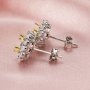 Halo Oval Prong Studs Earrings Settings Solid 14K Gold with Moissanite Accents DIY Bezel Tray 1702217-1